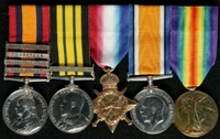 Alfred Barnes Rose : (L to R) Queen's South Africa Medal with clasps 'Cape Colony', 'Orange Free State', 'Transvaal', 'South Africa 1901'; Africa General Service Medal with clasp 'Somaliland 1908-10'; 1914-15 Star; British War Medal; Allied Victory Medal